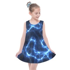 Lightning Electricity Pattern Blue Kids  Summer Dress by Mariart