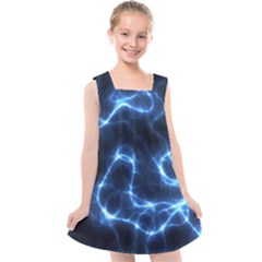 Lightning Electricity Pattern Blue Kids  Cross Back Dress