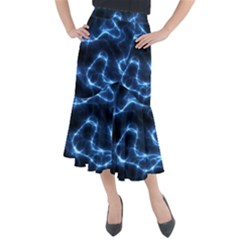 Lightning Electricity Pattern Blue Midi Mermaid Skirt by Mariart