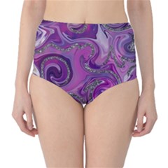 Marbled Purple Swirls Classic High-waist Bikini Bottoms by VeataAtticus