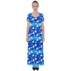 Clouds High Waist Short Sleeve Maxi Dress by bloomingvinedesign