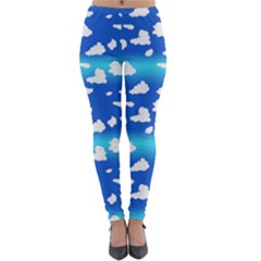 Clouds Lightweight Velour Leggings by bloomingvinedesign