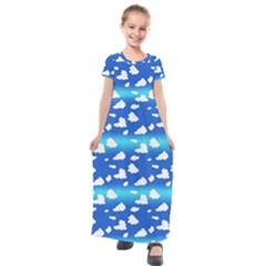 Clouds Kids  Short Sleeve Maxi Dress by bloomingvinedesign