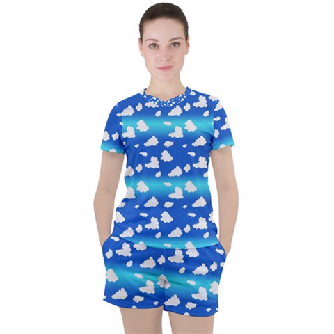 Clouds Women s Tee And Shorts Set by bloomingvinedesign