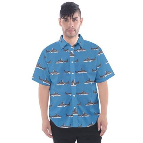 Shark Pattern Men s Short Sleeve Shirt by bloomingvinedesign