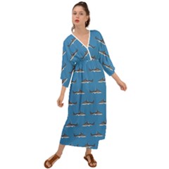 Shark Pattern Grecian Style  Maxi Dress