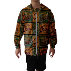 Open Closed 1 Kids  Hooded Windbreaker by ArtworkByPatrick