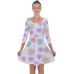 Hearts Quarter Sleeve Skater Dress by Lullaby