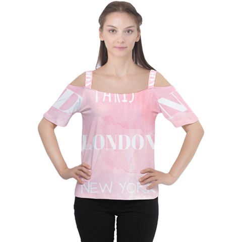 Paris, London, New York Cutout Shoulder Tee by Lullaby