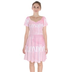 Paris, London, New York Short Sleeve Bardot Dress by Lullaby