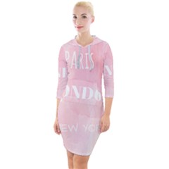 Paris, London, New York Quarter Sleeve Hood Bodycon Dress