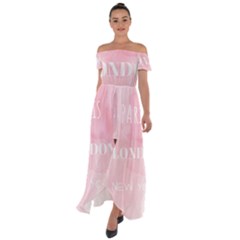 Paris, London, New York Off Shoulder Open Front Chiffon Dress by Lullaby