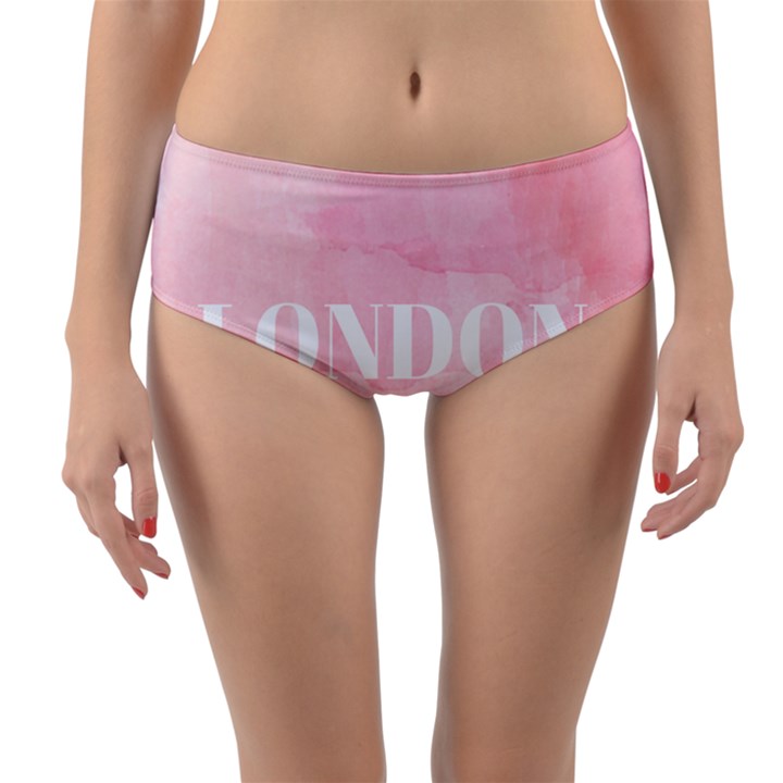 Paris, London, New York Reversible Mid-Waist Bikini Bottoms