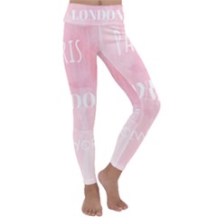 Paris, London, New York Kids  Lightweight Velour Classic Yoga Leggings by Lullaby