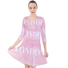 Paris, London, New York Quarter Sleeve Front Wrap Dress by Lullaby