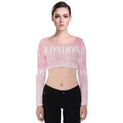 Paris, London, New York Velvet Long Sleeve Crop Top by Lullaby