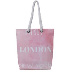 Paris, London, New York Full Print Rope Handle Tote (small) by Lullaby