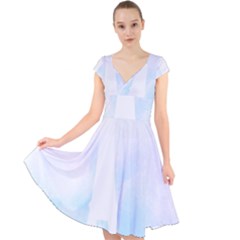 Pastel Eiffel s Tower, Paris Cap Sleeve Front Wrap Midi Dress by Lullaby