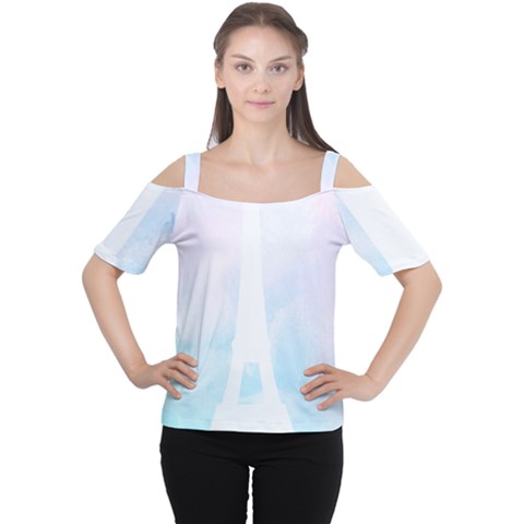 Pastel Eiffel s Tower, Paris Cutout Shoulder Tee by Lullaby