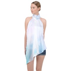 Pastel Eiffel s Tower, Paris Halter Asymmetric Satin Top by Lullaby