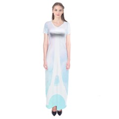 Pastel Eiffel s Tower, Paris Short Sleeve Maxi Dress by Lullaby