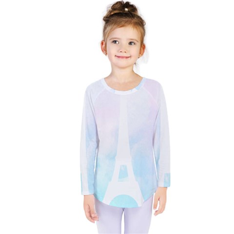 Pastel Eiffel s Tower, Paris Kids  Long Sleeve Tee by Lullaby