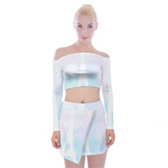 Pastel Eiffel s Tower, Paris Off Shoulder Top With Mini Skirt Set by Lullaby