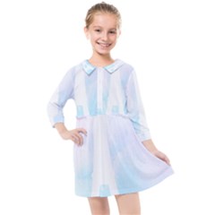 Pastel Eiffel s Tower, Paris Kids  Quarter Sleeve Shirt Dress by Lullaby