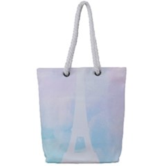 Pastel Eiffel s Tower, Paris Full Print Rope Handle Tote (small) by Lullaby