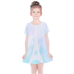 Pastel Eiffel s Tower, Paris Kids  Simple Cotton Dress by Lullaby