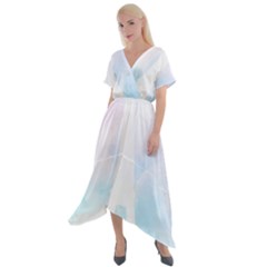 Pastel Eiffel s Tower, Paris Cross Front Sharkbite Hem Maxi Dress