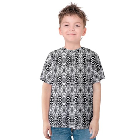 Black White 6 Kids  Cotton Tee by ArtworkByPatrick