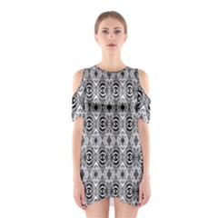 Black White 6 Shoulder Cutout One Piece Dress by ArtworkByPatrick