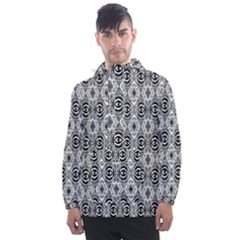 Black White 6 Men s Front Pocket Pullover Windbreaker by ArtworkByPatrick