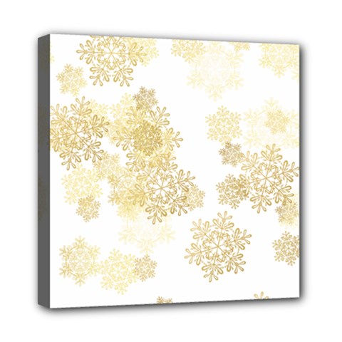 Christmas Gold Stars Snow Flakes  Mini Canvas 8  X 8  (stretched)