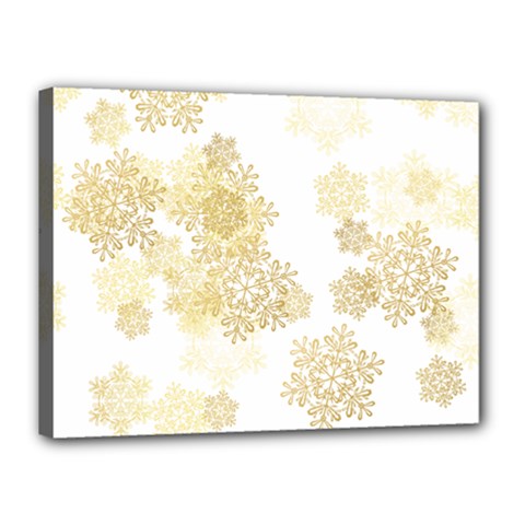 Christmas Gold Stars Snow Flakes  Canvas 16  X 12  (stretched) by Lullaby