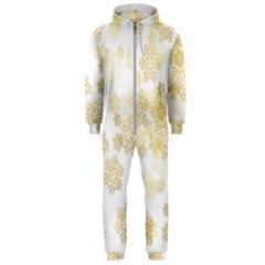 Christmas Gold Stars Snow Flakes  Hooded Jumpsuit (men)  by Lullaby