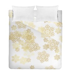 Christmas Gold Stars Snow Flakes  Duvet Cover Double Side (full/ Double Size) by Lullaby