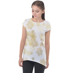 Christmas Gold Stars Snow Flakes  Cap Sleeve High Low Top