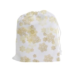 Christmas Gold Stars Snow Flakes  Drawstring Pouch (xl)