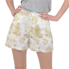 Christmas Gold Stars Snow Flakes  Ripstop Shorts by Lullaby