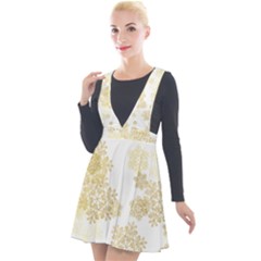 Christmas Gold Stars Snow Flakes  Plunge Pinafore Velour Dress by Lullaby