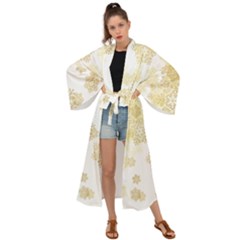 Christmas Gold Stars Snow Flakes  Maxi Kimono