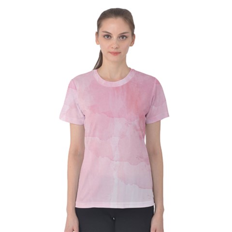 Pink Blurry Pastel Watercolour Ombre Women s Cotton Tee by Lullaby