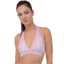 Pink blurry pastel watercolour ombre Halter Plunge Bikini Top View1