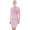 Pink blurry pastel watercolour ombre Quarter Sleeve Hood Bodycon Dress View1