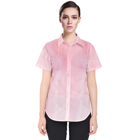 Pink Blurry Pastel Watercolour Ombre Women s Short Sleeve Shirt by Lullaby