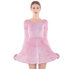 Pink Blurry Pastel Watercolour Ombre Long Sleeve Velvet Skater Dress