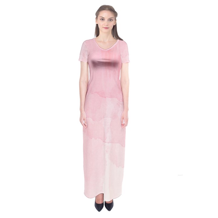 Pink blurry pastel watercolour ombre Short Sleeve Maxi Dress