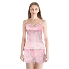 Pink Blurry Pastel Watercolour Ombre Satin Pajamas Set by Lullaby